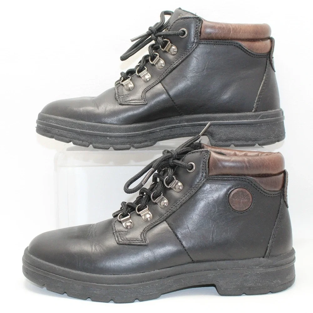 Timberland Mens Euro‎ Black Leather Hiking Shell Toe Boots 12329 8.5M Brown NWOB